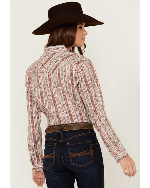 Panhandle Burnt Orange & Grey Long Sleeve Snap Shirt