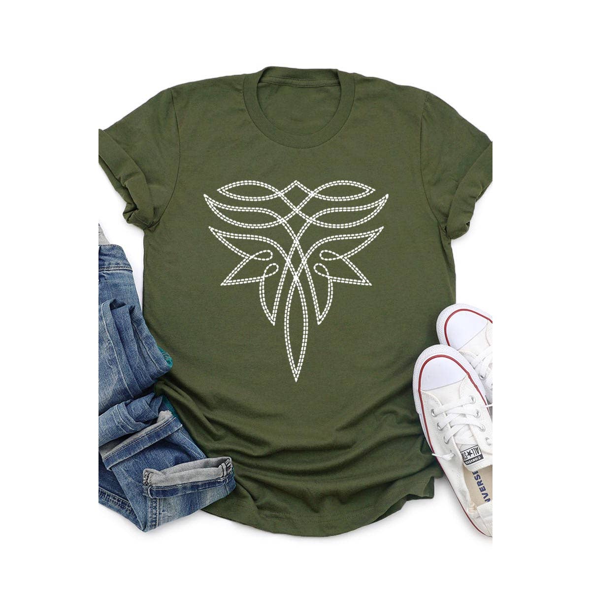 Western Boot Stitch Graphic T Shirt
