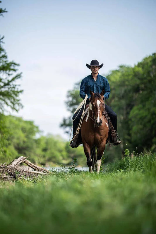 "SOL" NAVY MEN'S LONG SLEEVE PEARL SNAP SHIRT
