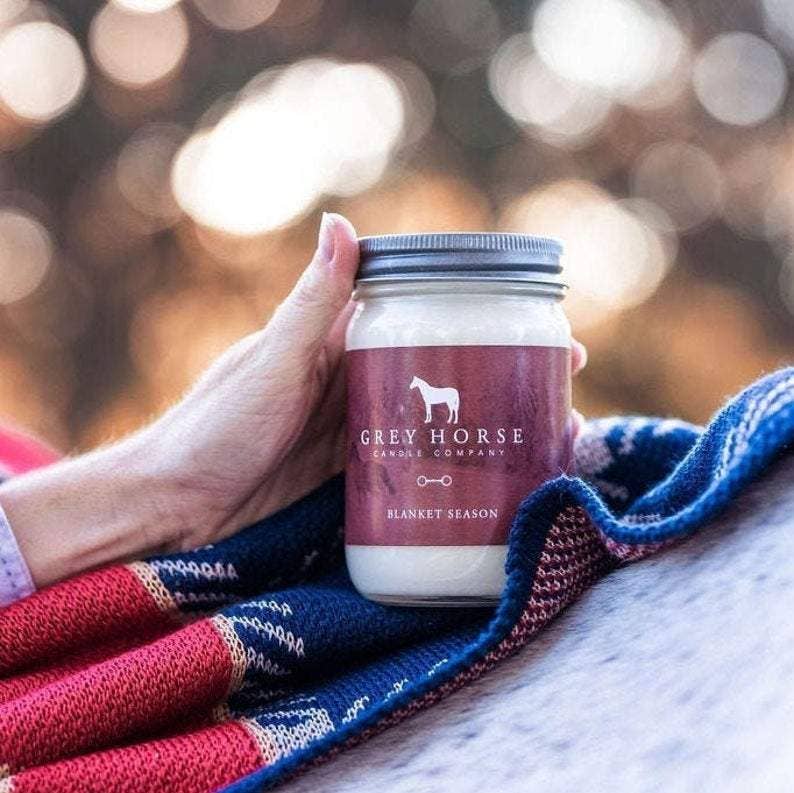 Grey Horse Blanket Season Candle