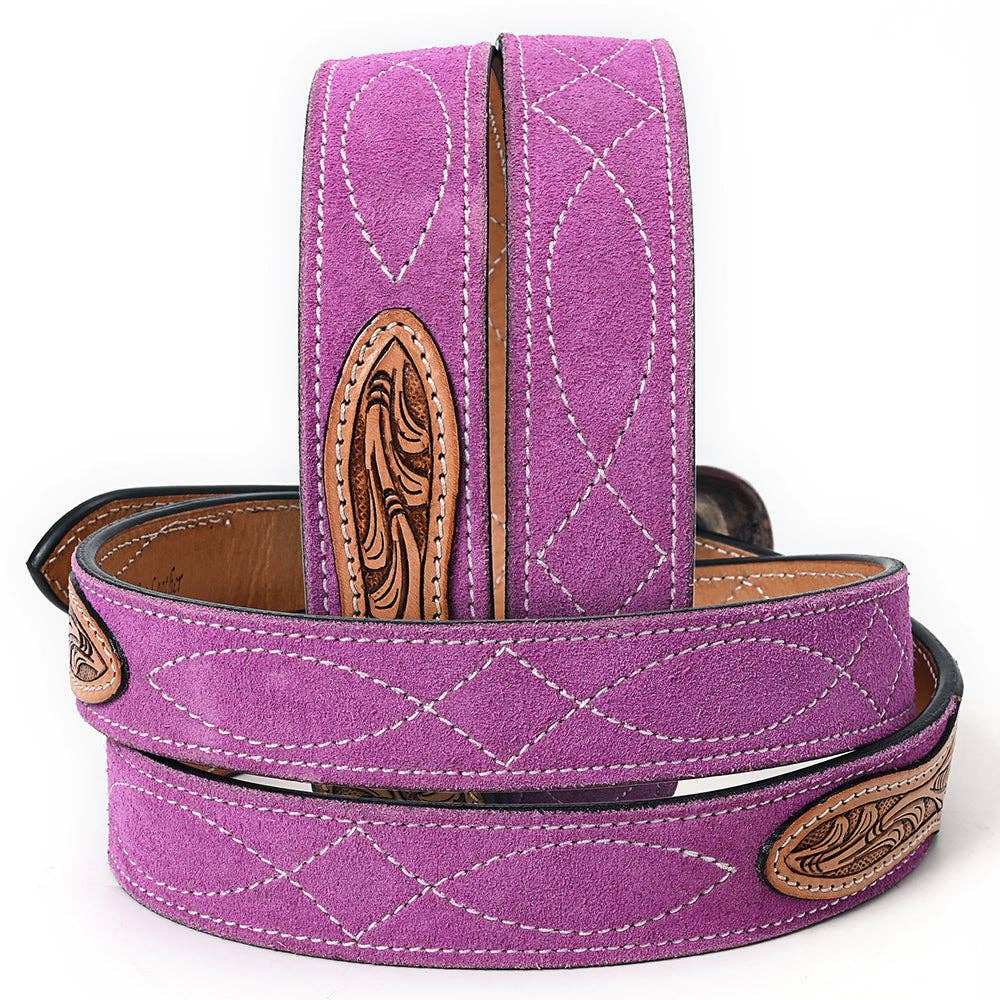 Pink Genuine suede Western Belt