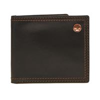 Hooey Classic Smooth Black Bi-Fold Wallet with Brown Double Stitched Accent