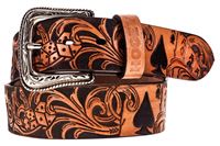 Hooey Gambler Vegas Brown Leather Belt w/ Black Hand-Painted Accents