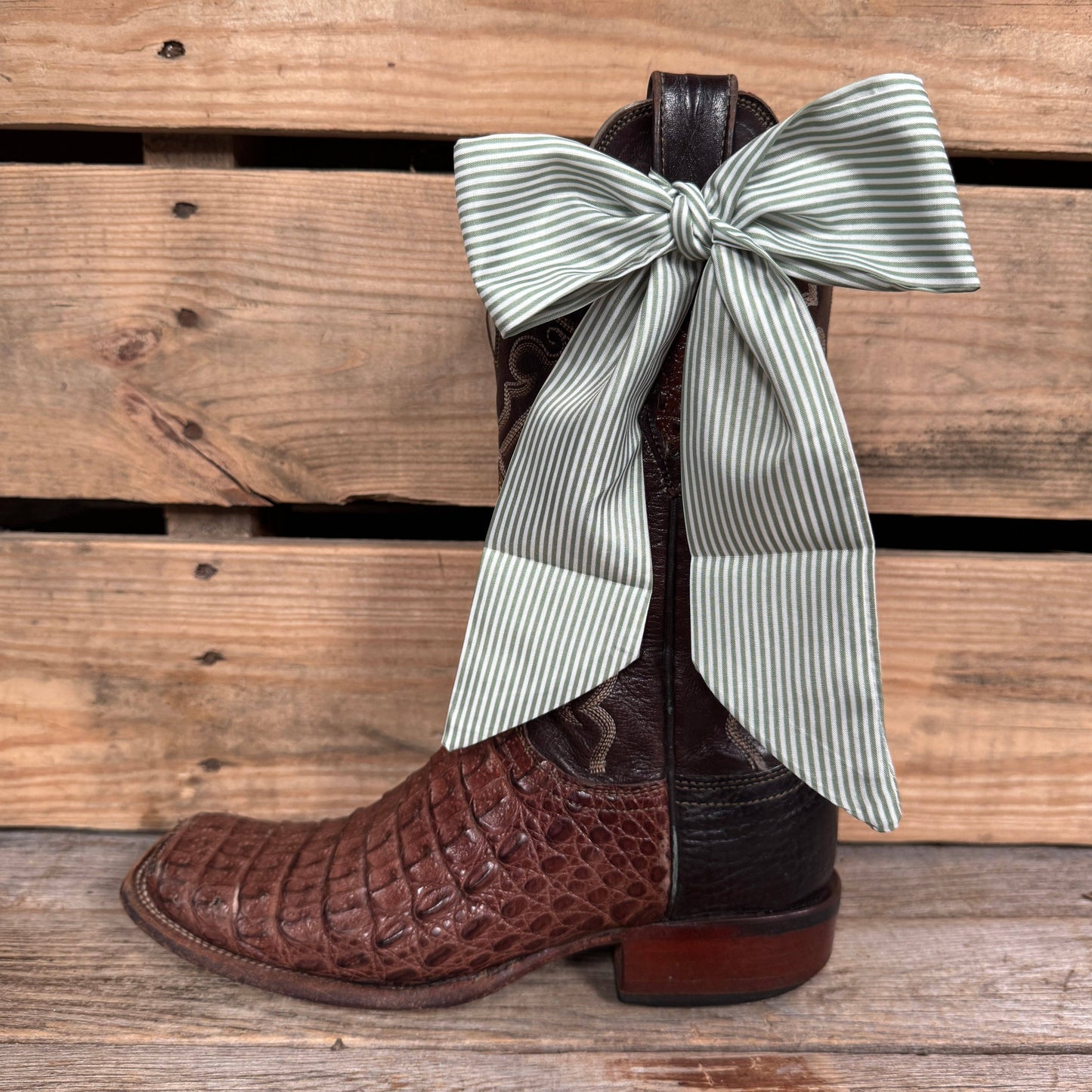 Green and White Western Skinny Mini Wild Rag