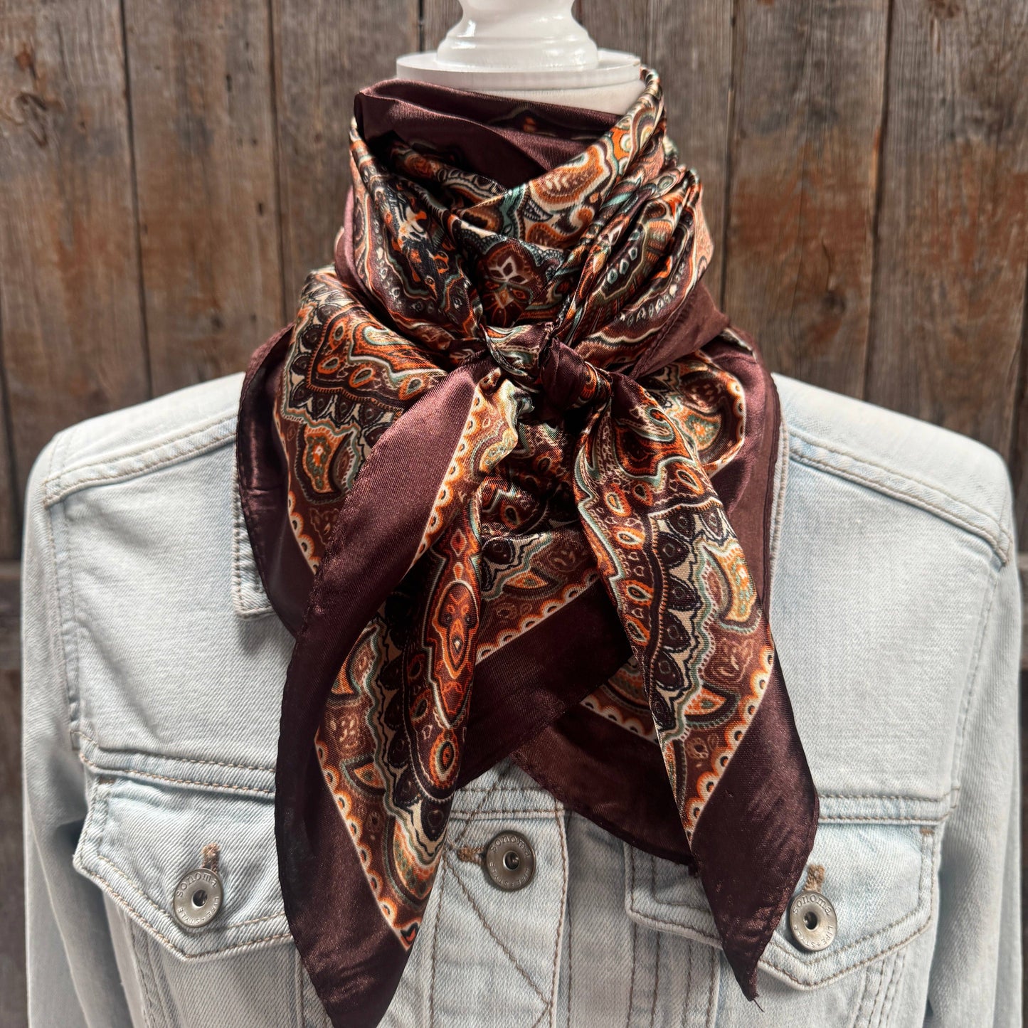 Wild Rag Brown and Orange Paisley 35X35"
