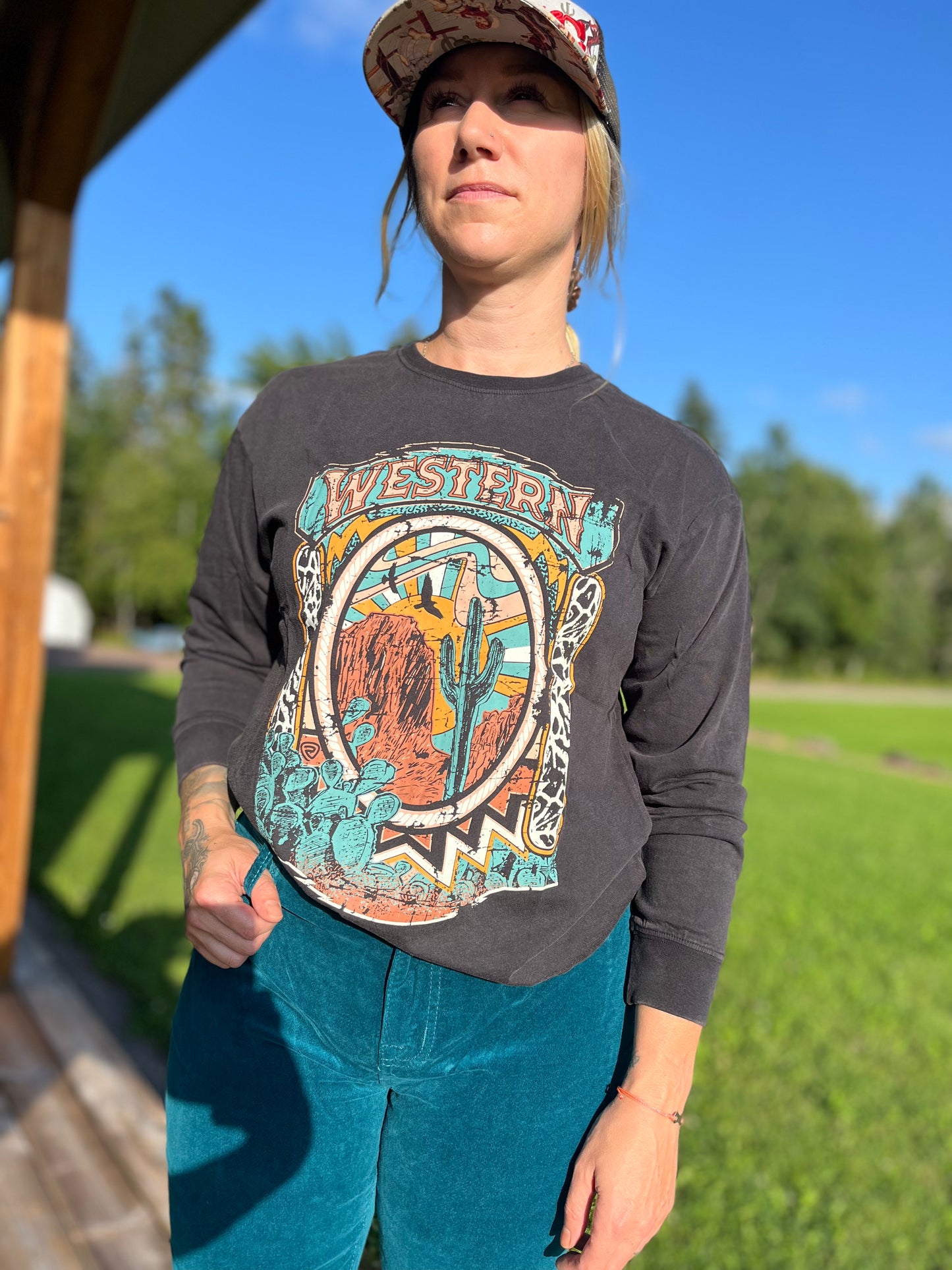 Rock & Roll Western Graphic Long Sleeve Tshirt