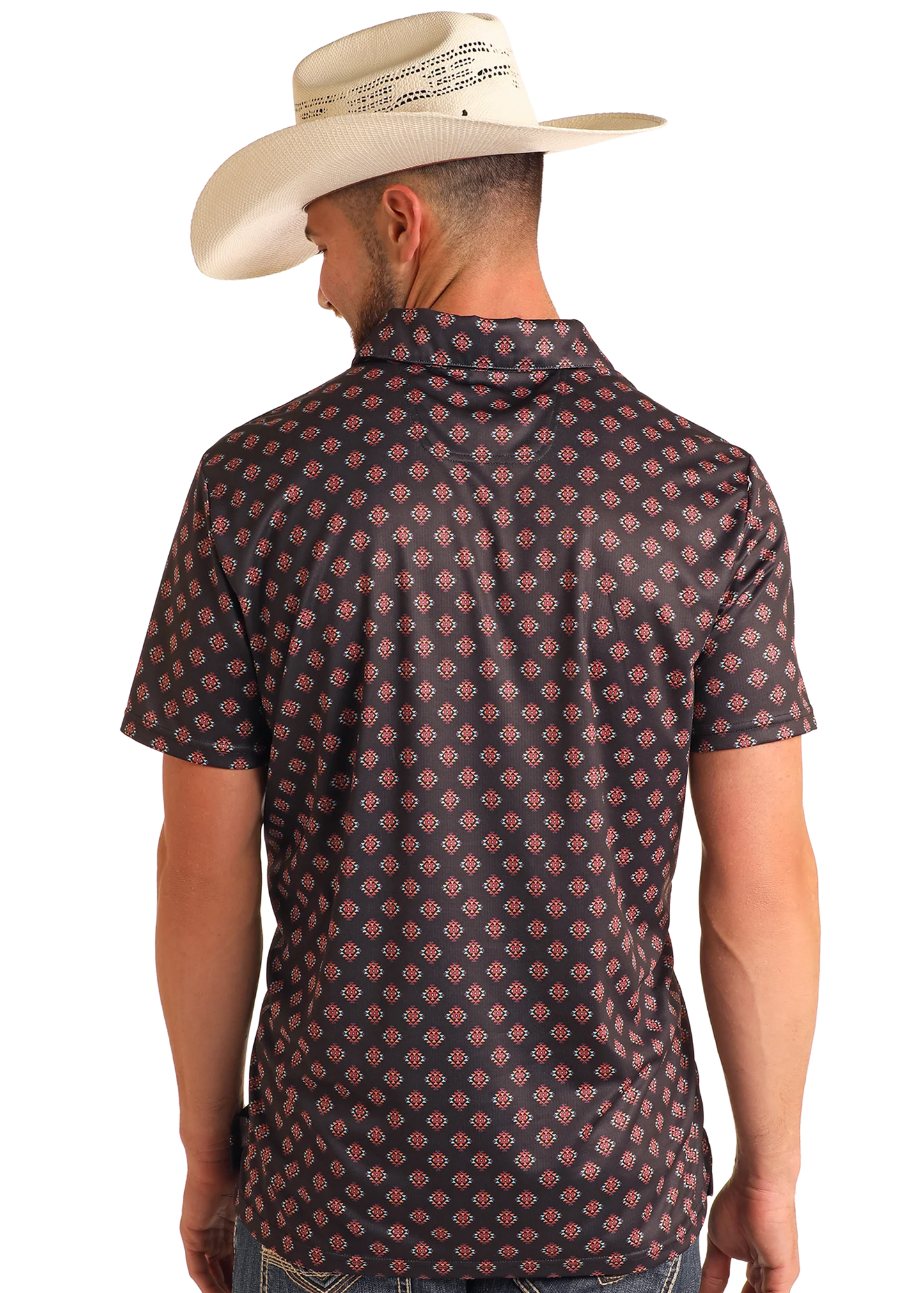 Rock & Roll Denim Men's Black Aztec Printed Polo
