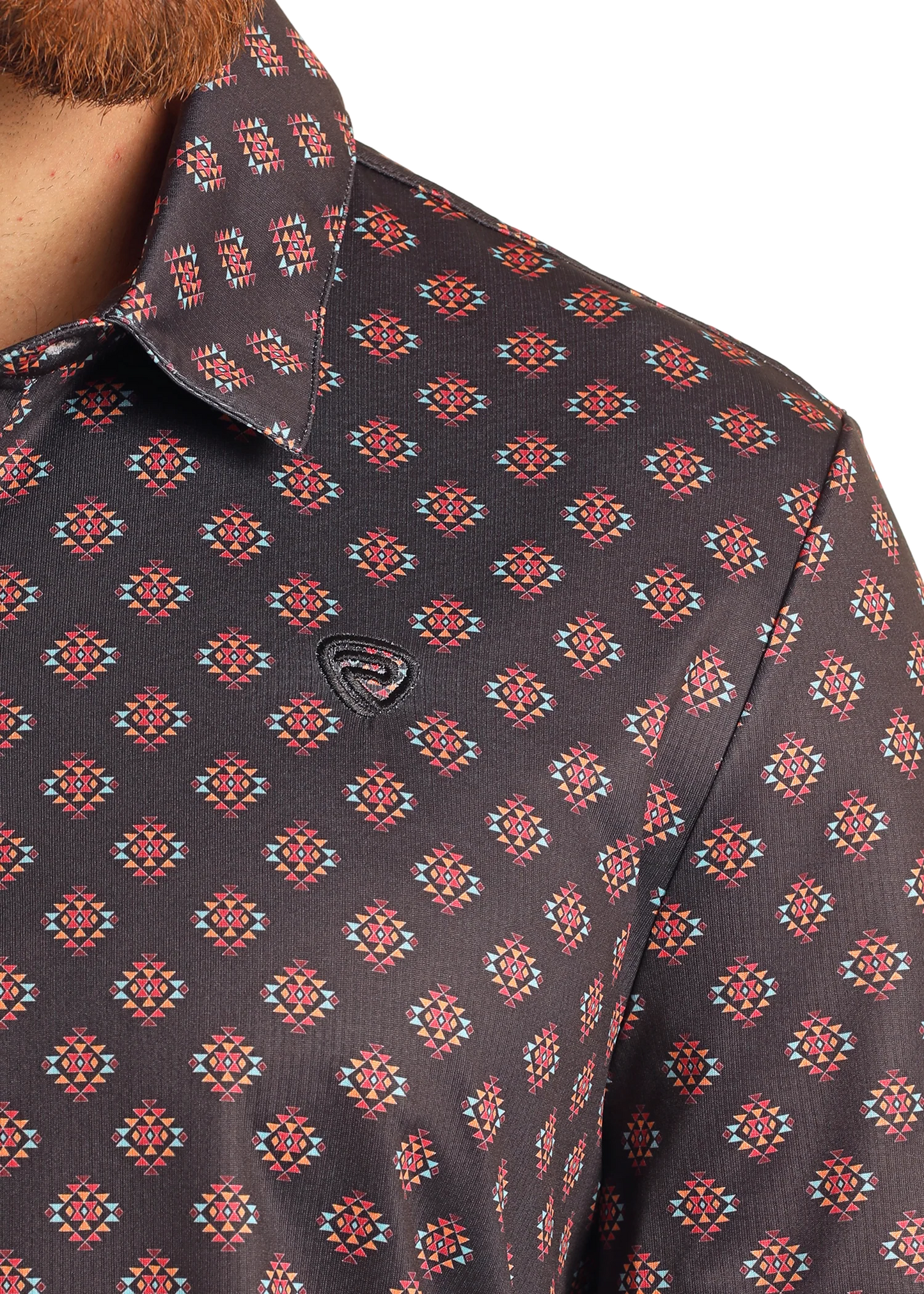 Rock & Roll Denim Men's Black Aztec Printed Polo