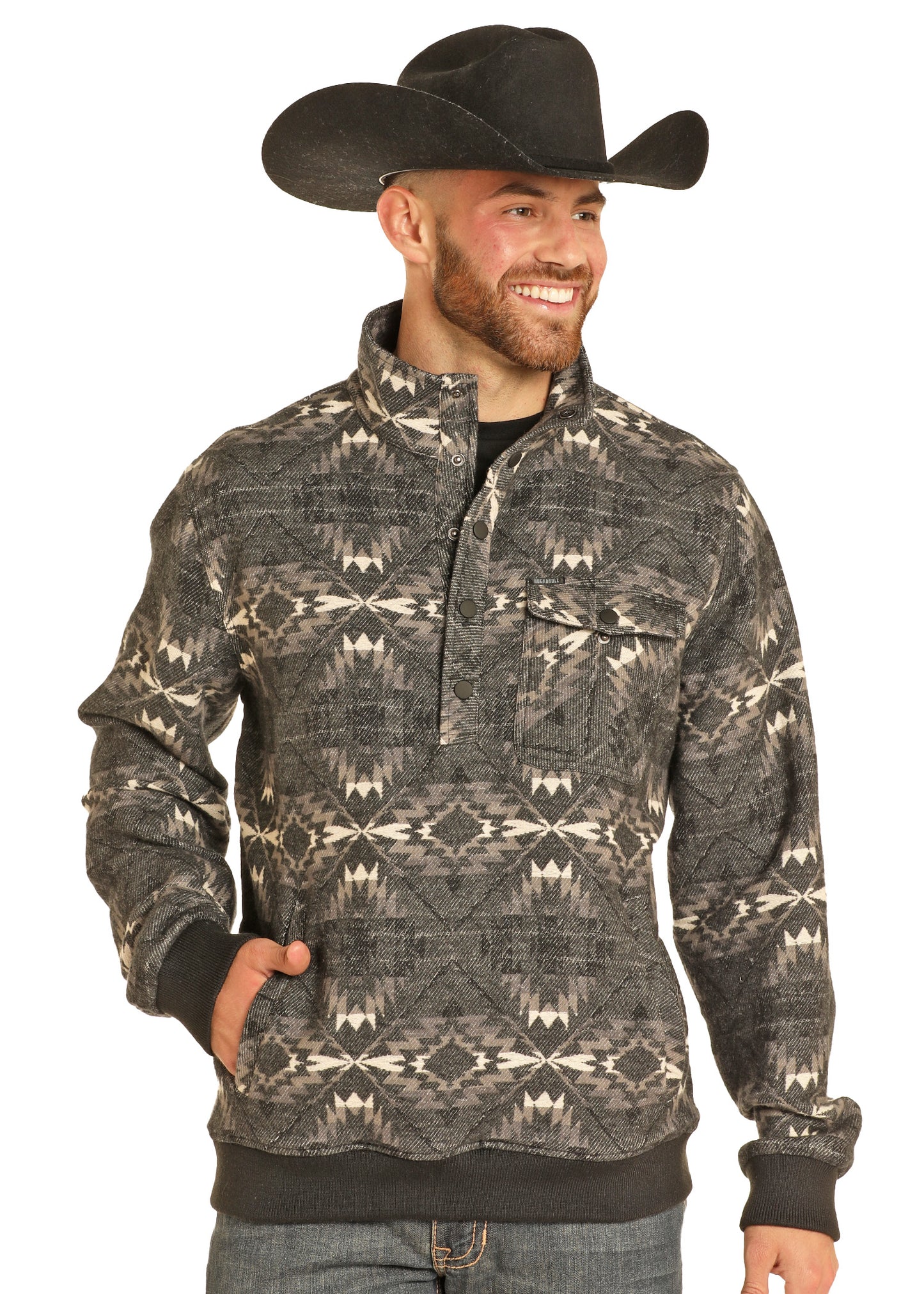 Rock & Roll Denim Men's Aztec Jacquard Bomber Pullover