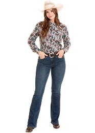 Rock & Roll Denim Ladies Tech Skull Snap-up