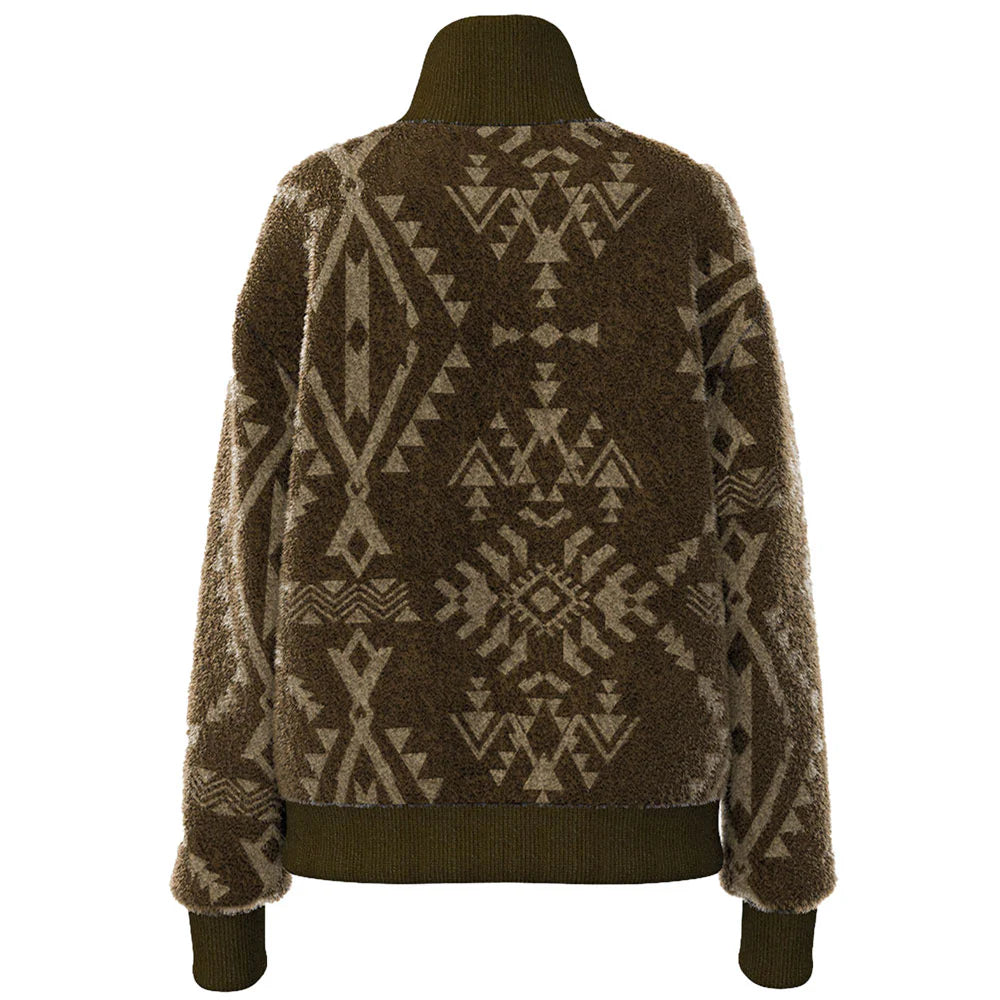 Hooey "ASPEN" BROWN SHERPA JACKET W/TAN AZTEC