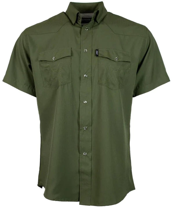 “Sol” Olive Short Sleeve Pearl Snap with Lens Cleaner