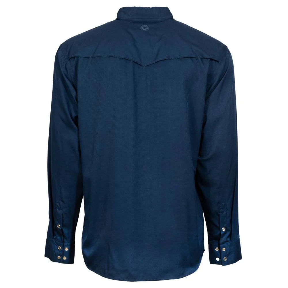 "SOL" NAVY MEN'S LONG SLEEVE PEARL SNAP SHIRT