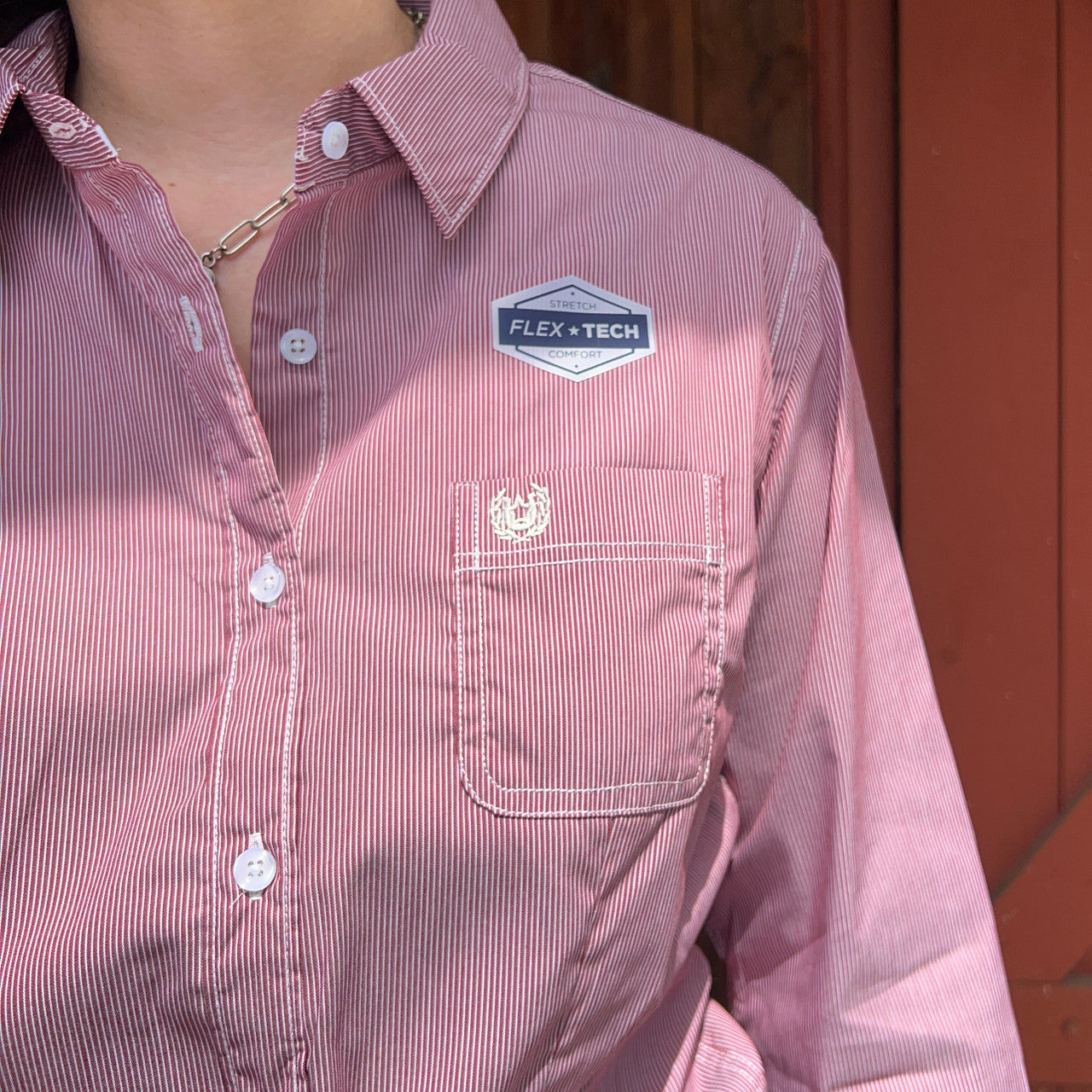 Panhandle Burgundy Pinstripe Long Sleeve Snap Shirt