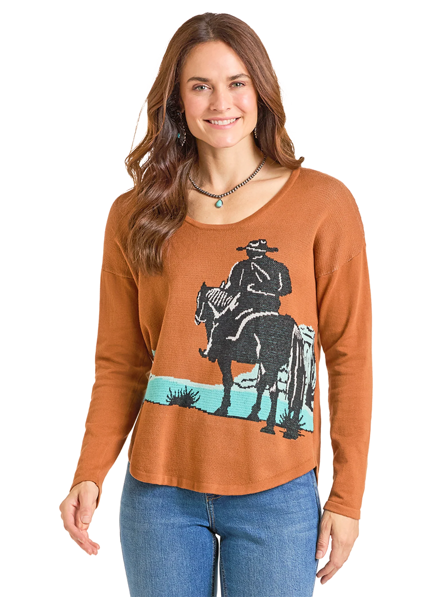 Cowboy Scoop Neck Sweater