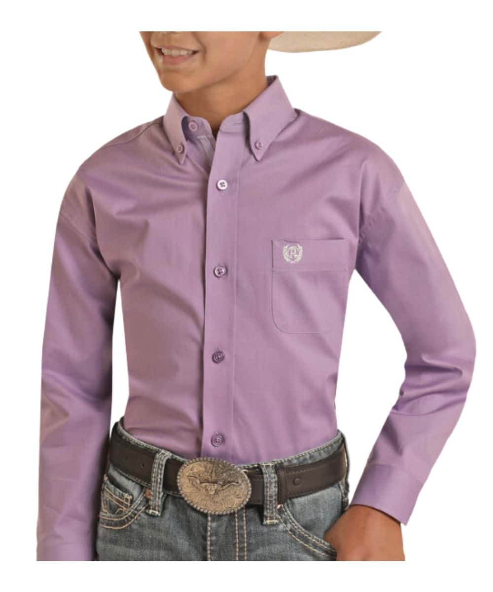 Panhandle Youth Purple Long Sleeve Button-Up Shirt