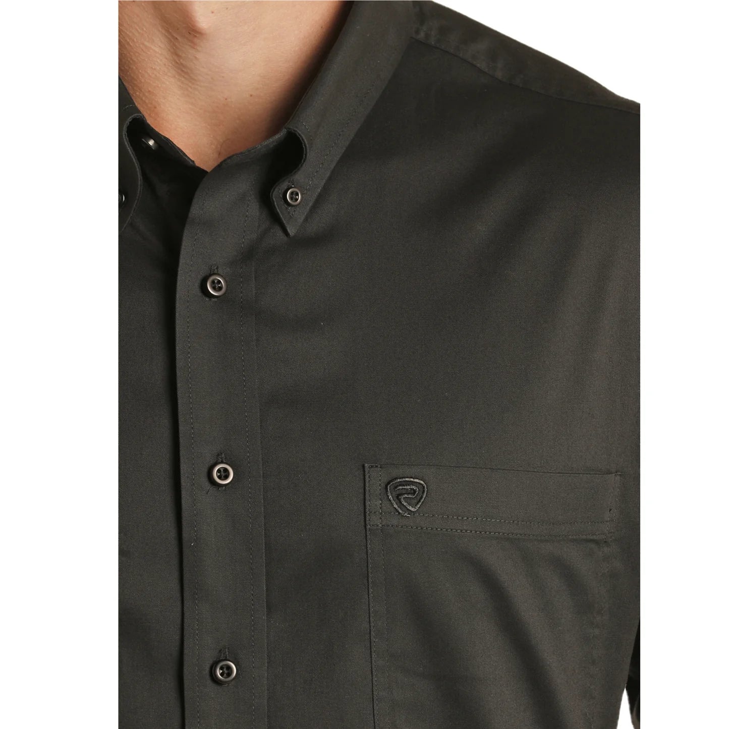 Rock & Roll Denim Solid Black Long Sleeve Button-up Shirt