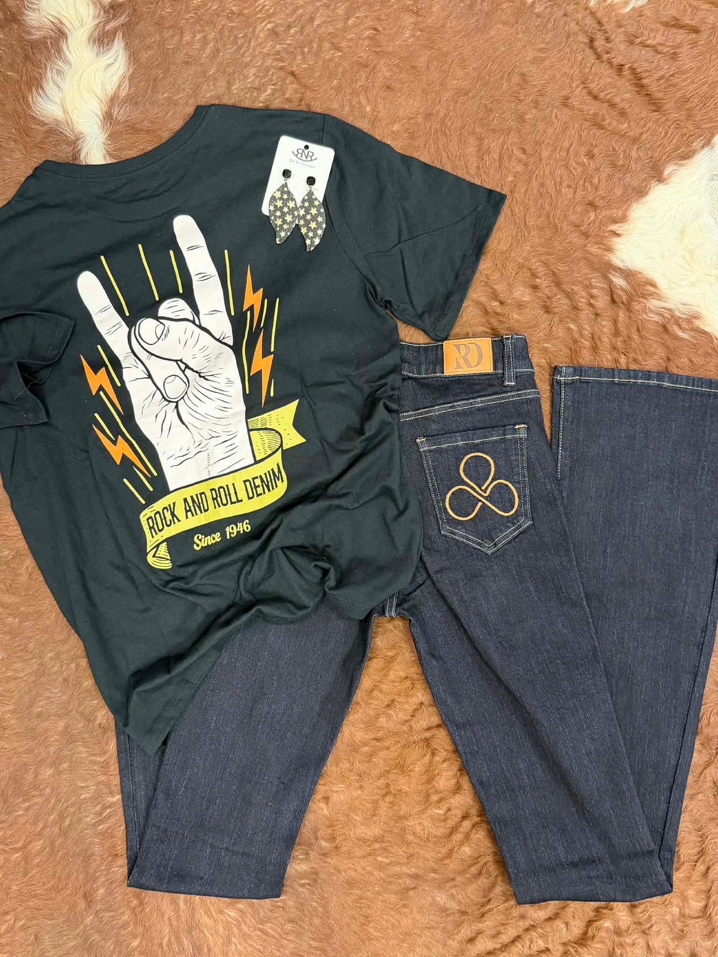 Rock & Roll Demin Rock On Tee