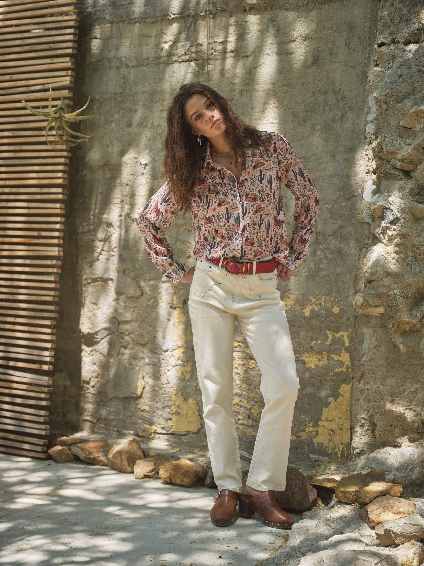 Cowgirl Flowers Chiffon Blouse