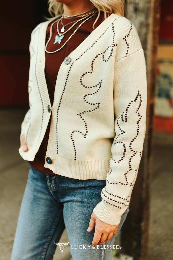 Boot-stitch & Saddles Knit Cardigan