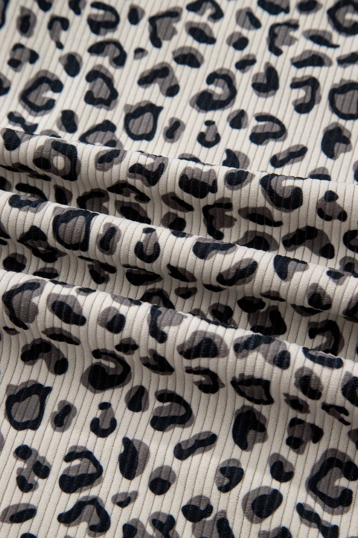 Leopard Quarter Zip Corduroy Sweatshirt