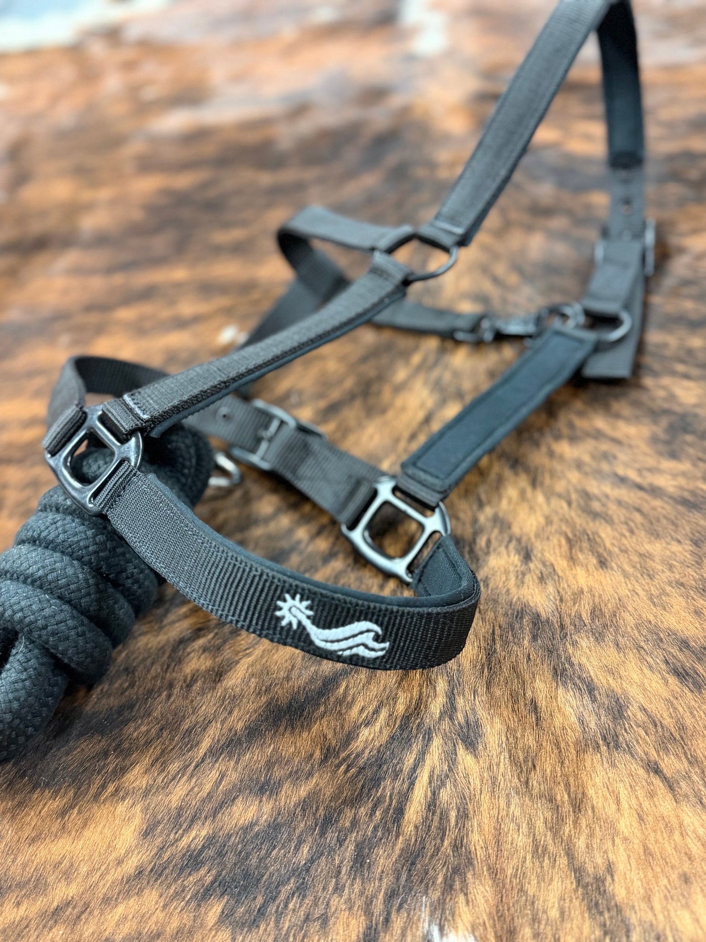SpurEast Equine Black Halter & Lead
