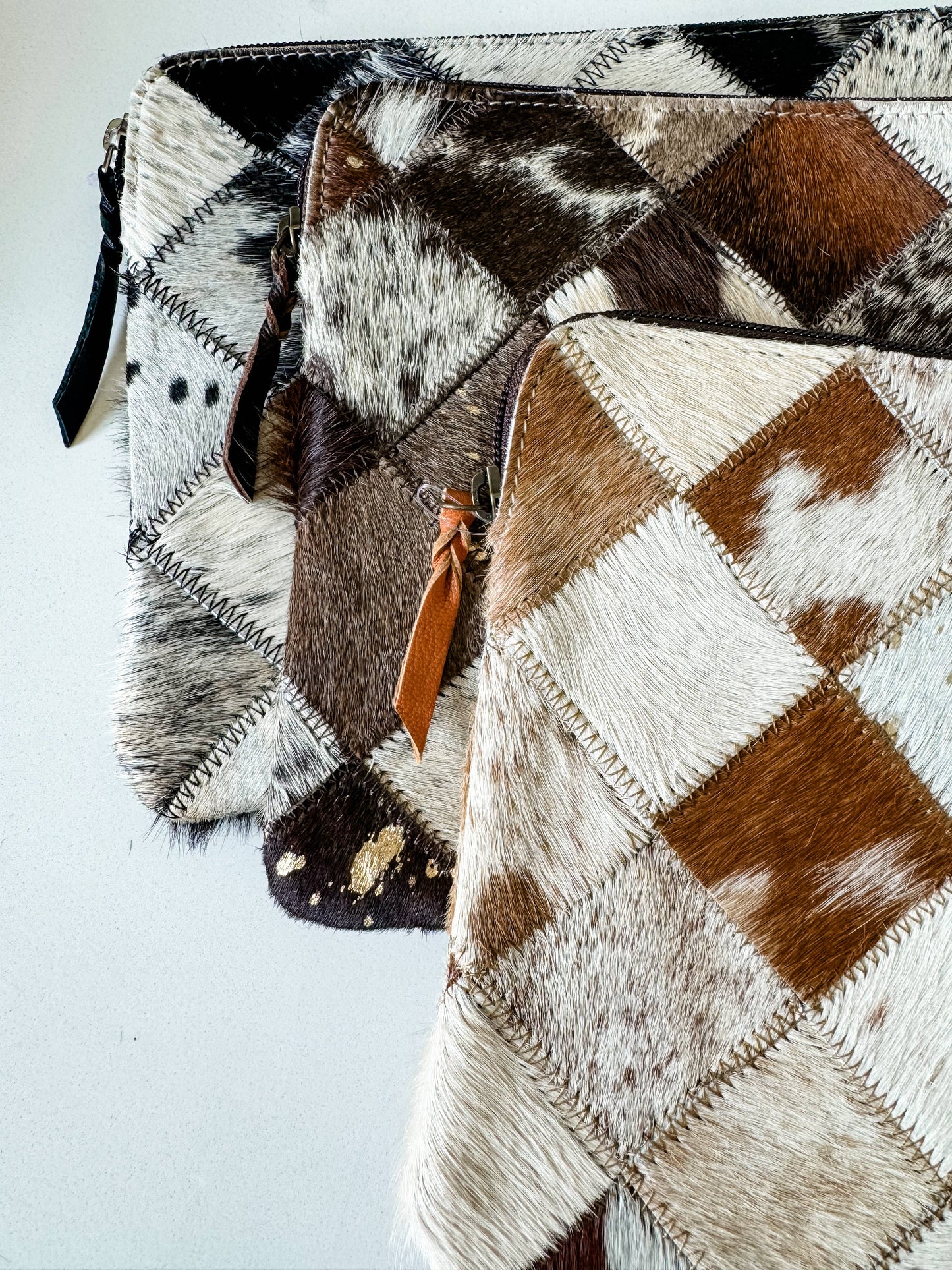 Laptop sleeve hair-on cowhide computer bag