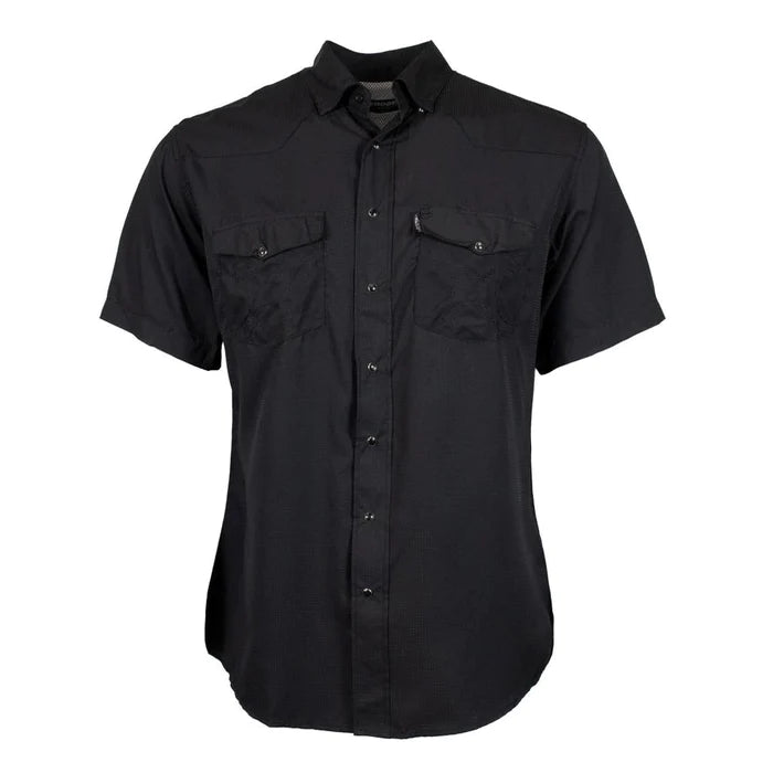 "SOL" BLACK MEN'S SHORT SLEEVE PEARL SNAP SHIRT