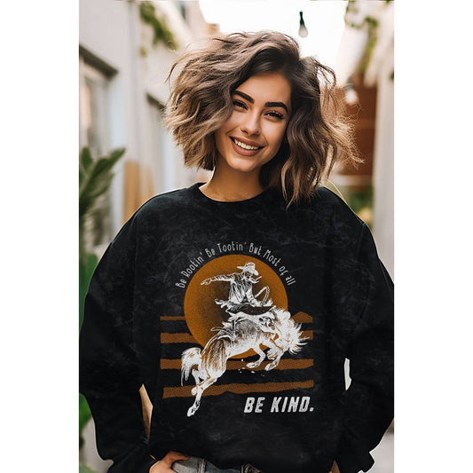 BE KIND COWBOYS MINERAL GRAPHIC SWEATSHIRTS