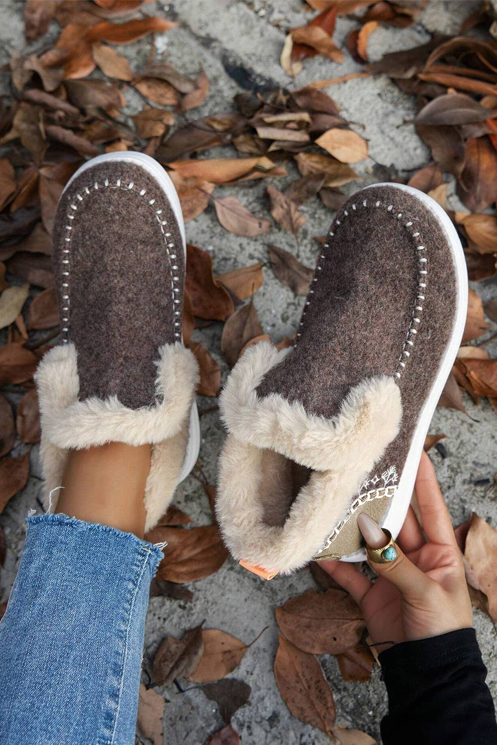 Patchwork Plush Lined Anklet Boots