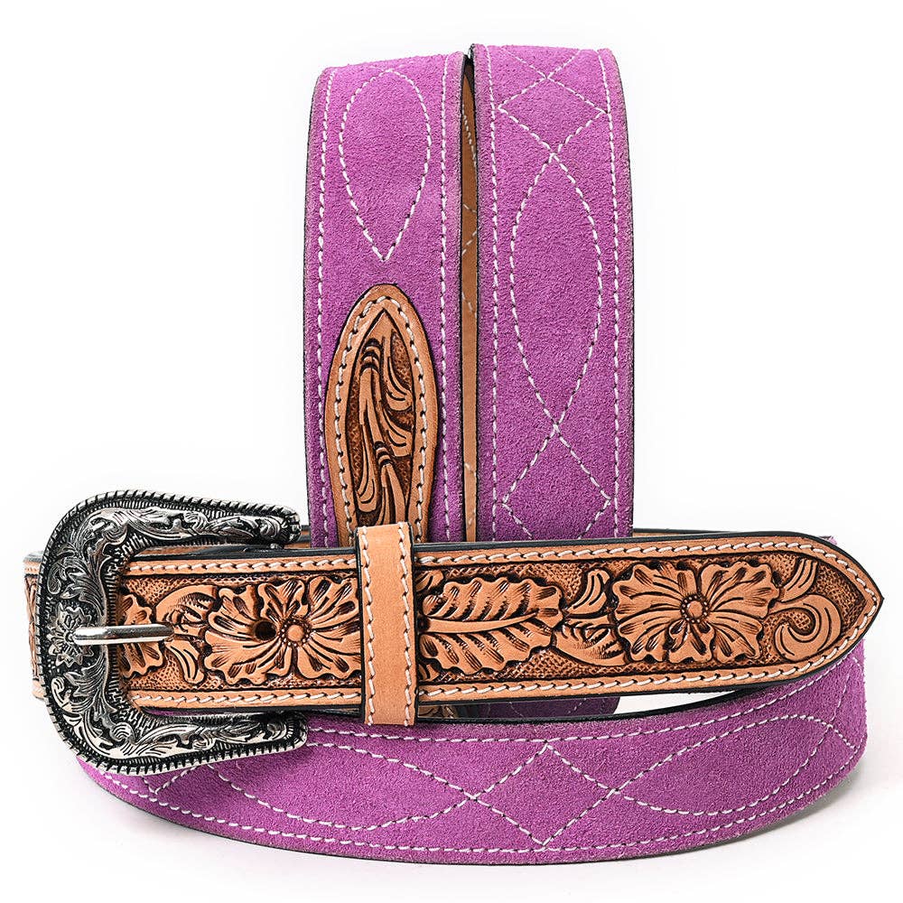 Pink Genuine suede Western Belt