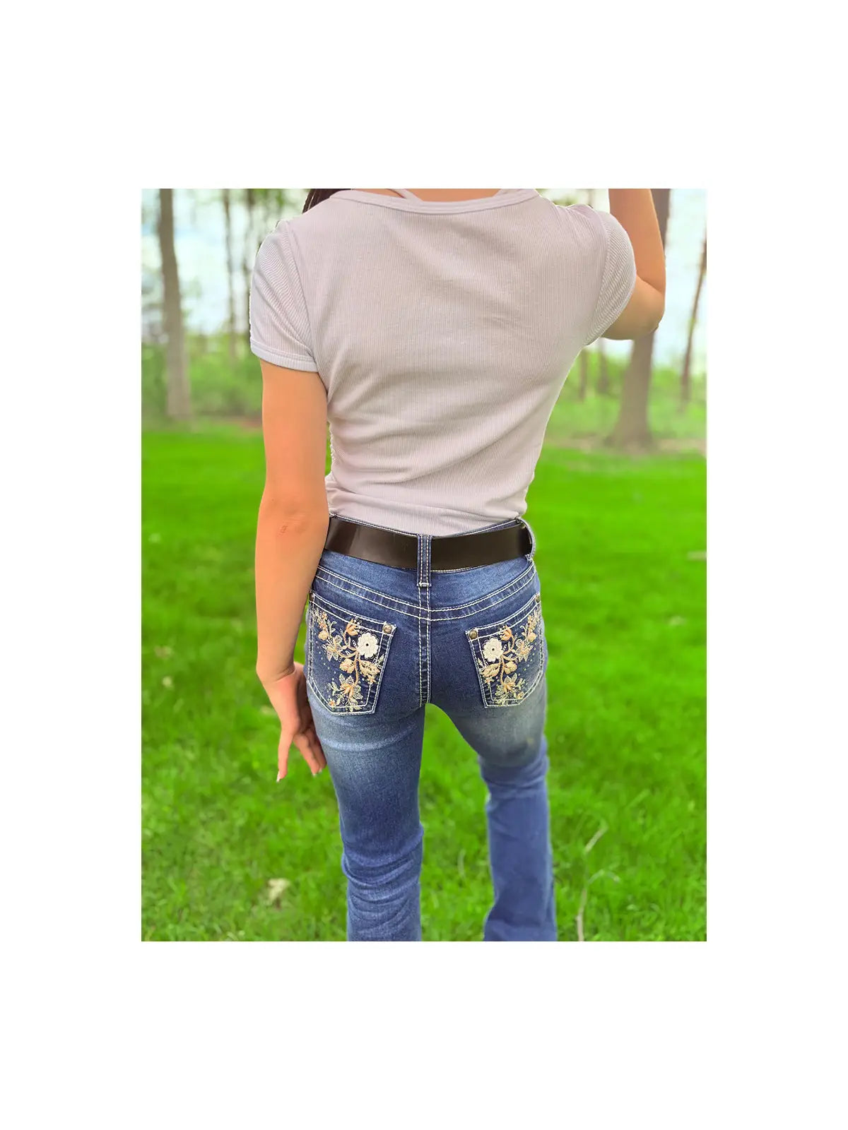 Montana Co Girls Flower Pocket Jeans