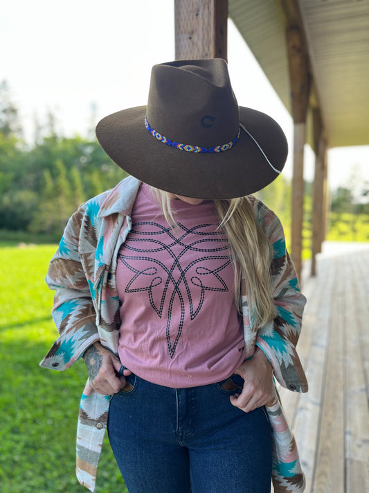 Western Boot Stitch Graphic T Shirt