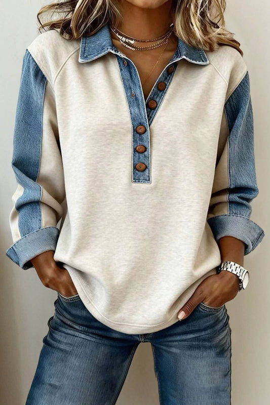 Patchwork Half Button Top