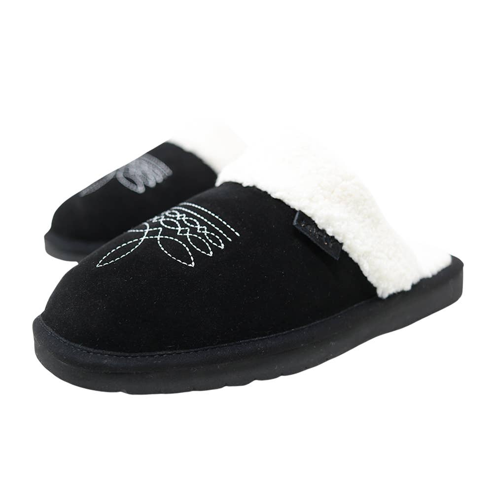 Western  Square Toe Cowgirl Dolly Slippers | Raven (black)