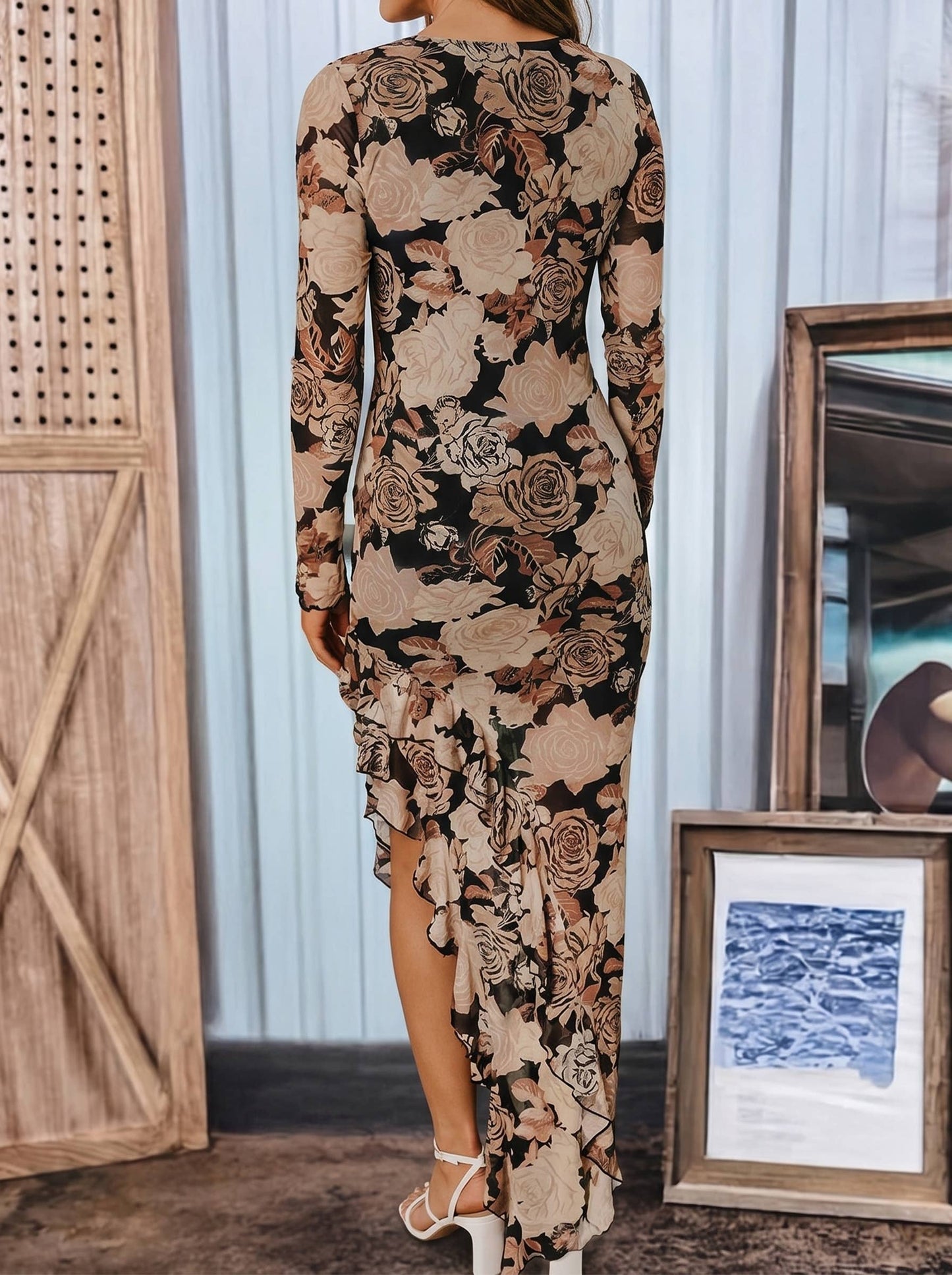 Fall in Love Asymmetrical Ruffle Maxi Dress