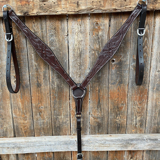 Rodeo Drive Floral Tooled Dark Oil Breast collar