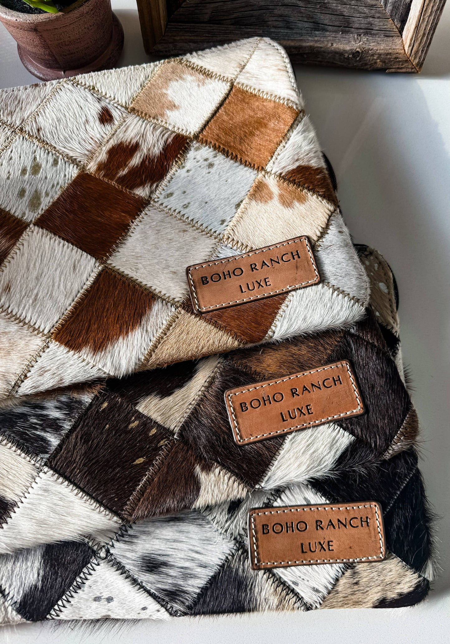 Laptop sleeve hair-on cowhide computer bag