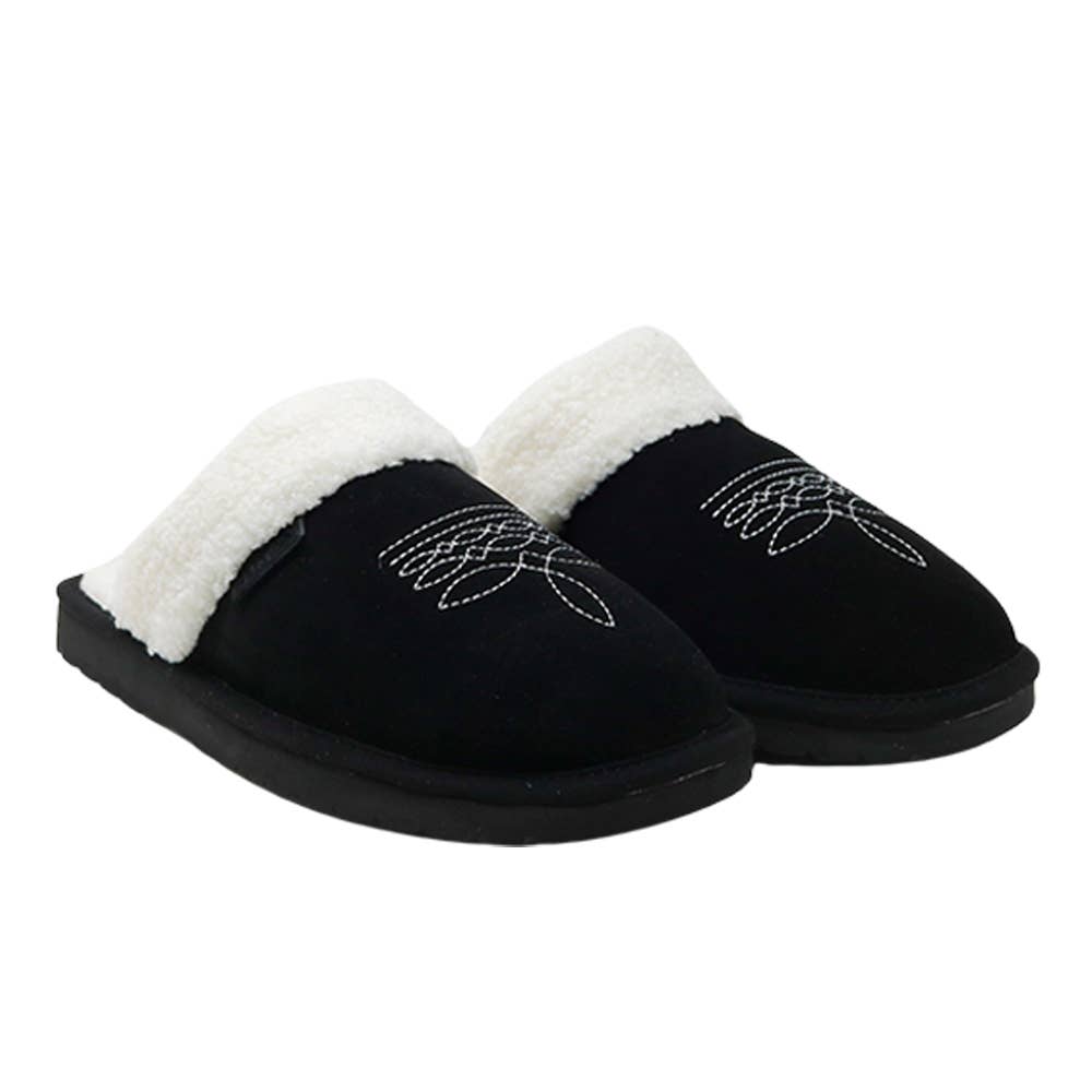 Western  Square Toe Cowgirl Dolly Slippers | Raven (black)
