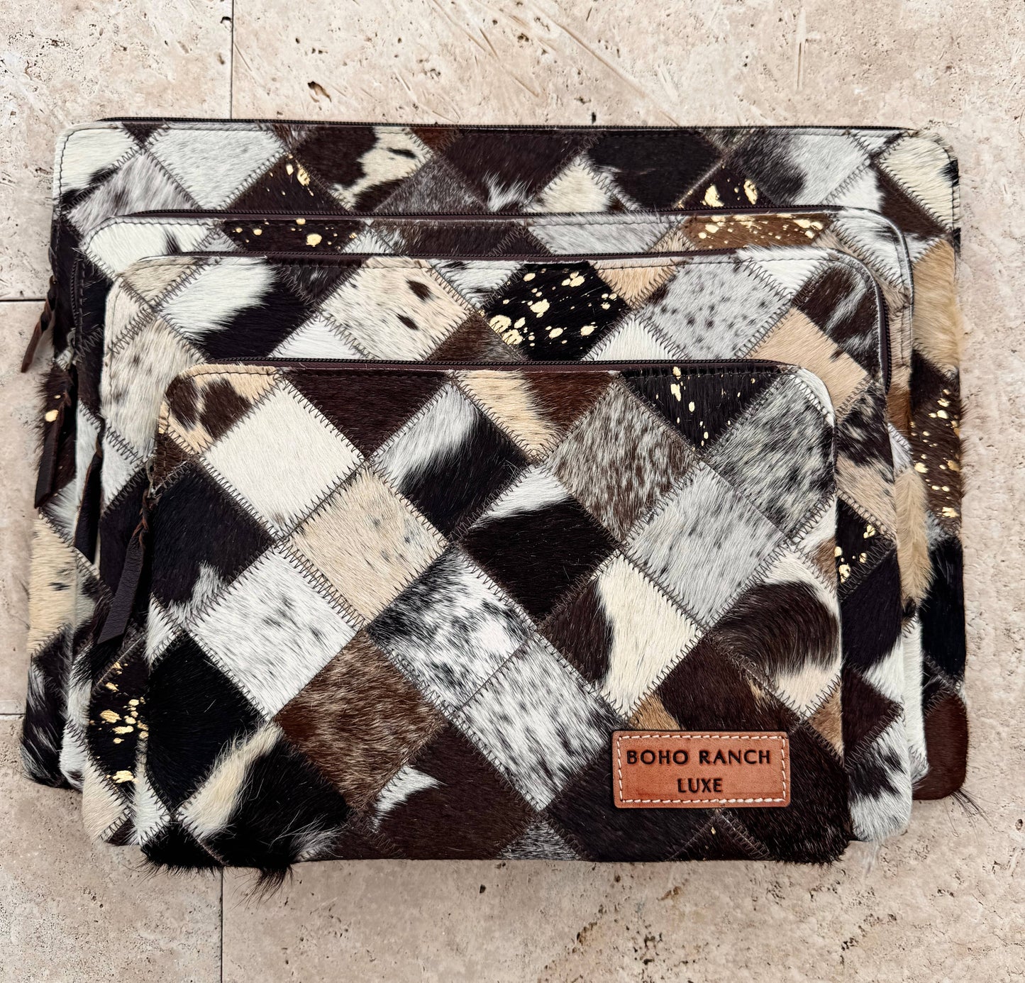 Laptop sleeve hair-on cowhide computer bag