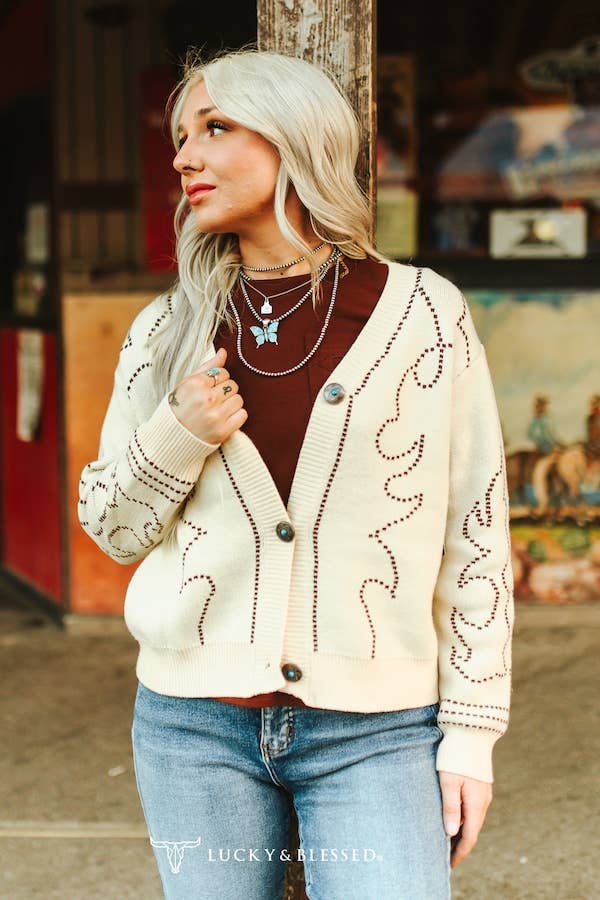 Boot-stitch & Saddles Knit Cardigan