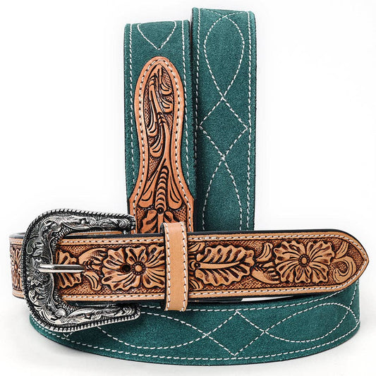 Green Genuine suede Western Belt