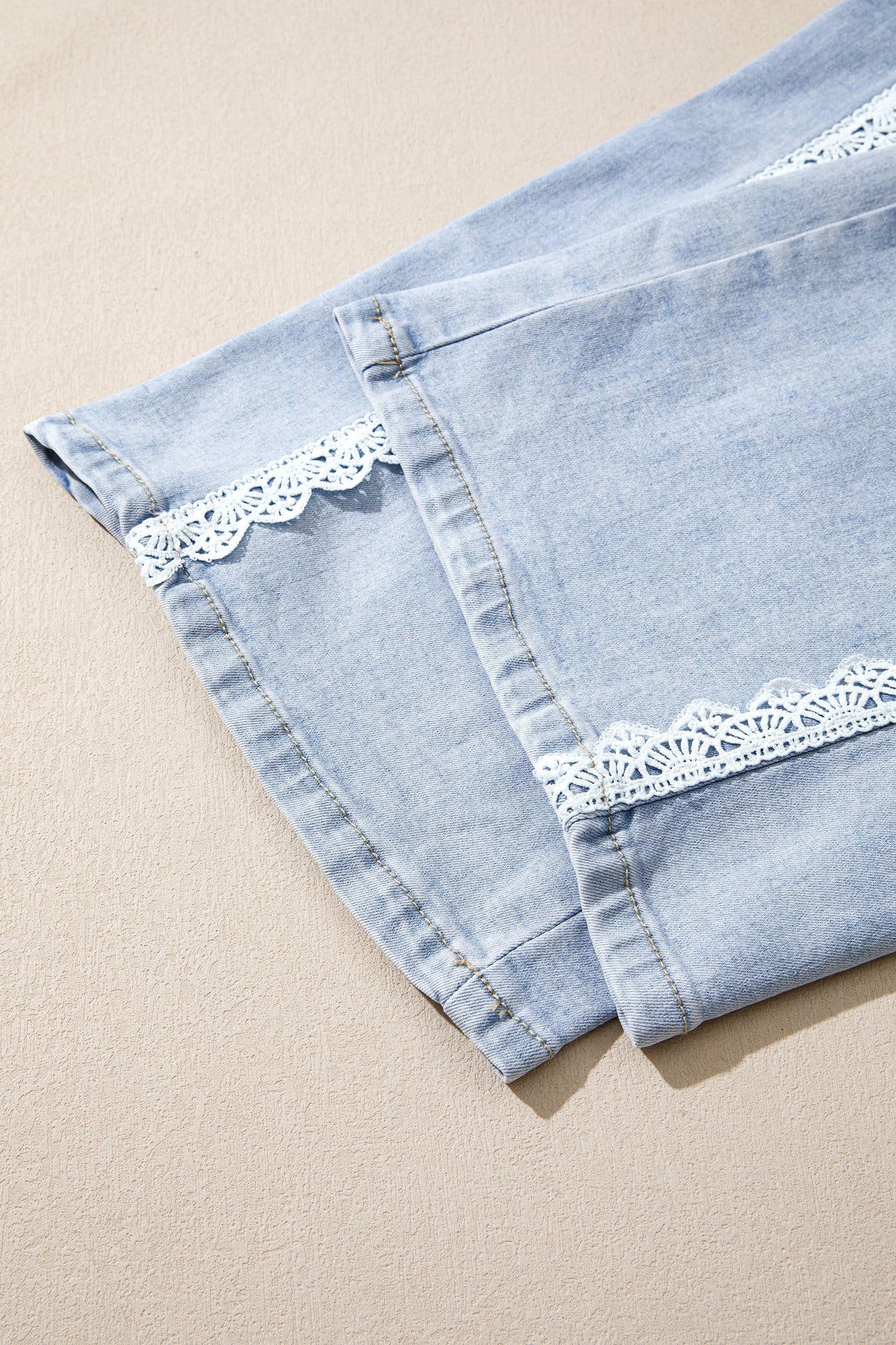 Fall 26 Lace Trim Casual Full-Length Regular Fit Jeans