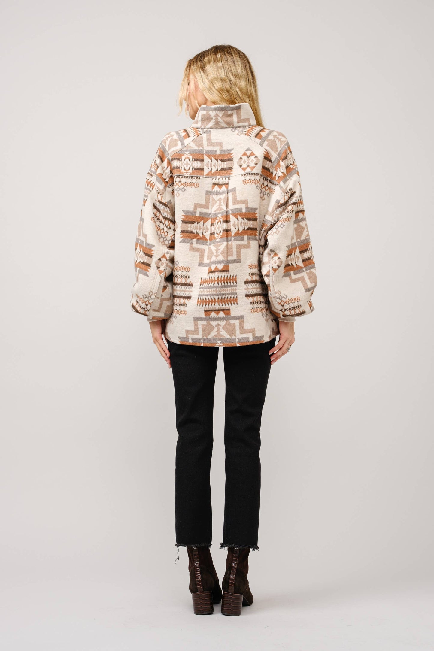 Aztec Jacquard Mock Neck Pullover