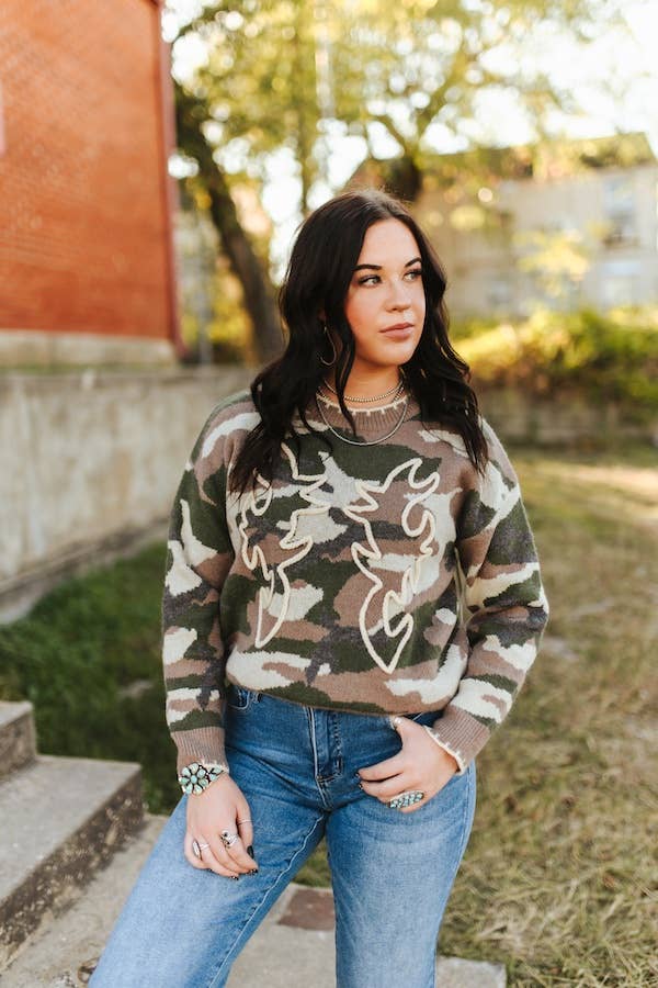 Camo Boot-stitch Sweater