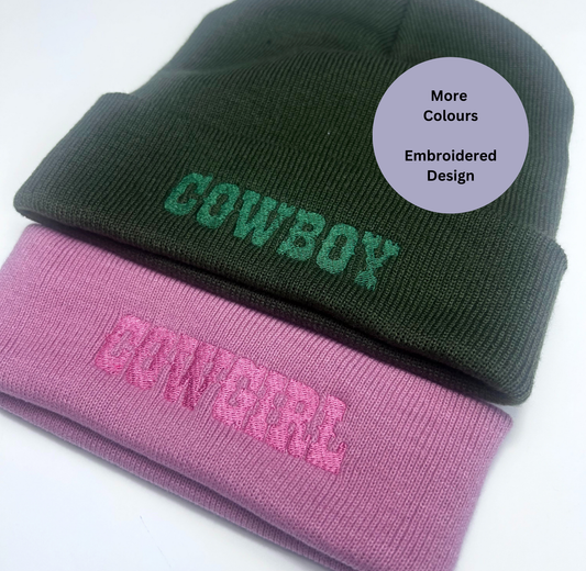 Wild West, Cowboy, Cowgirl and Rodeo embroidered beanie hats