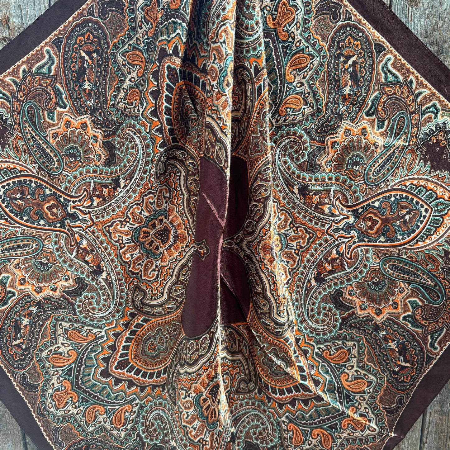 Wild Rag Brown and Orange Paisley 35X35"