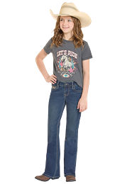 Rock & Roll Denim Pleather Emb Bootcut girls jeans