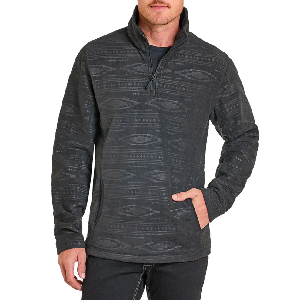 Panhandle Men's 1/4 Zip Aztec Printed Fleece Pullover