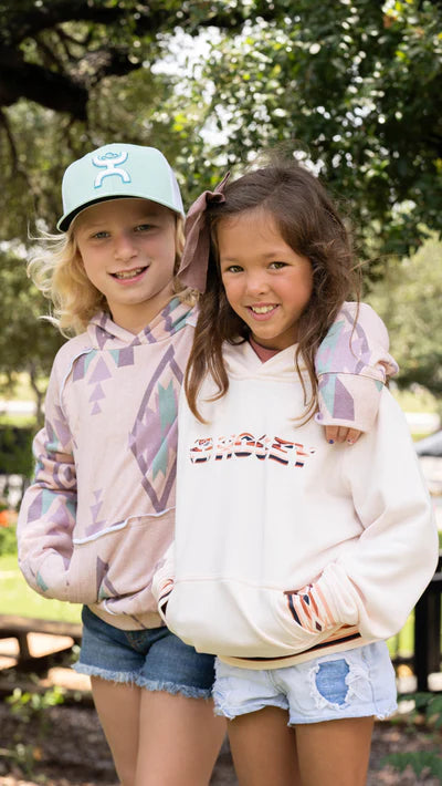 Hooey YOUTH "PLAYA" TAUPE PINK W/AZTEC PATTERN HOODY